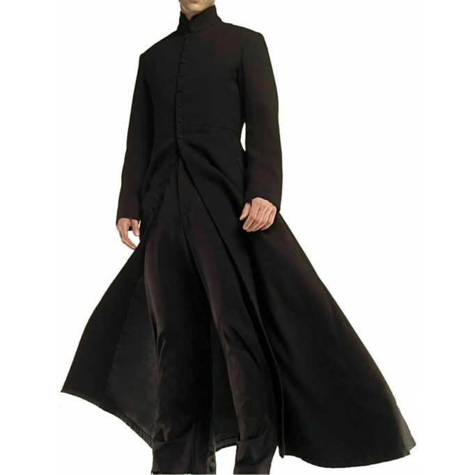 Long Ruffle Black Gothic Cosplay Trench Coat | Trench Coat Men | Long Coat
