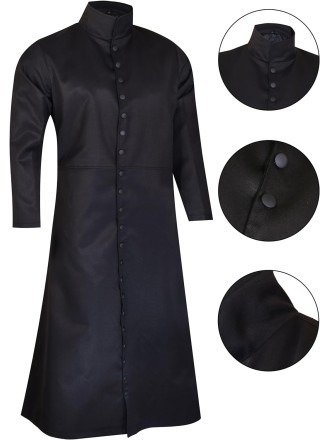 Long Ruffle Black Gothic Cosplay Trench Coat | Trench Coat Men | Long Coat