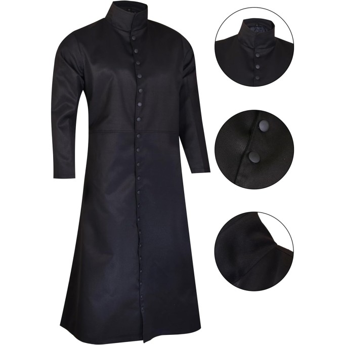 Long Ruffle Black Gothic Cosplay Trench Coat | Trench Coat Men | Long Coat