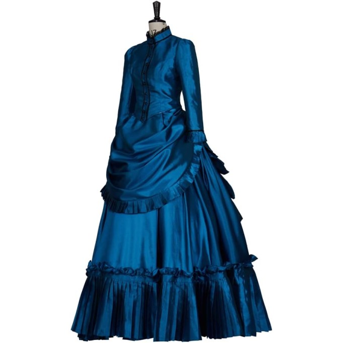 Ghosts Cosplay Costume Dress Vintage Victorian Bustle Dress Civil War Southern Belle Ball Gown Dress