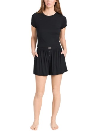 Women's Soft Modal Rib Tee Shorts Set